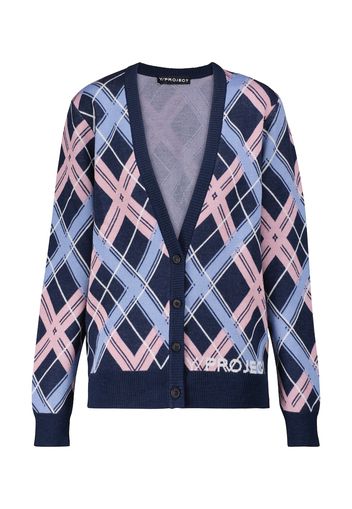 Cardigan a quadri in misto lana