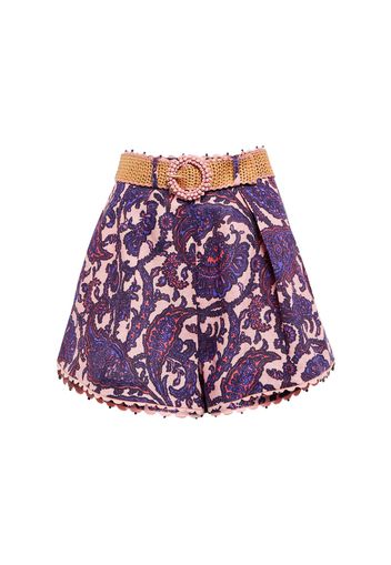 Shorts in lino a vita alta