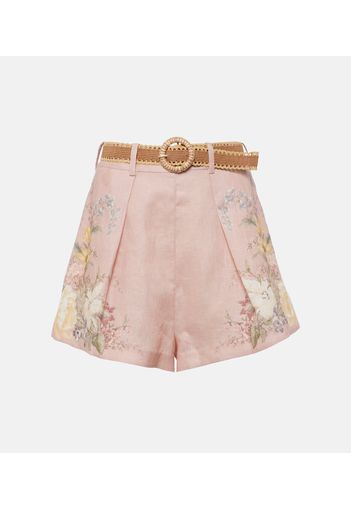 Shorts Waverly in lino con stampa floreale