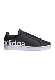 Adidas Grand Court Lts Uomo Nero In Cuoio Rivestito Con Chiusura Stringata