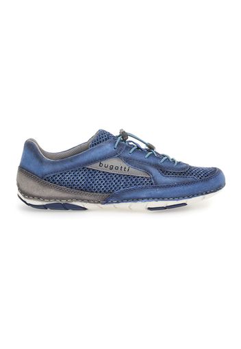 Bugatti Sneakers Uomo Blu In Materie Tessili/pelle Con Chiusura Stringata