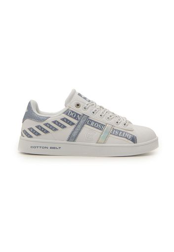 Cotton Belt Sneakers Donna Bianco/blu In Materiale Sintetico Con Chiusura Stringata