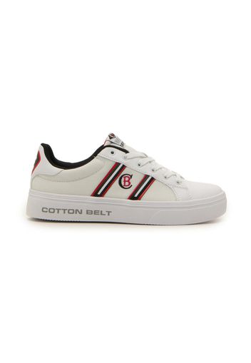 Cotton Belt Sneakers Uomo Bianco/nero In Materie Tessili/materiale Sintetico Con Chiusura Stringata