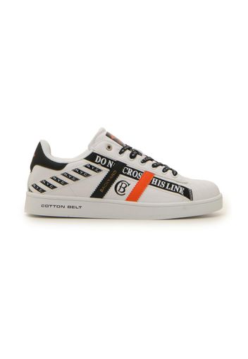 Cotton Belt Sneakers Uomo Bianco/nero In Materiale Sintetico Con Chiusura Stringata