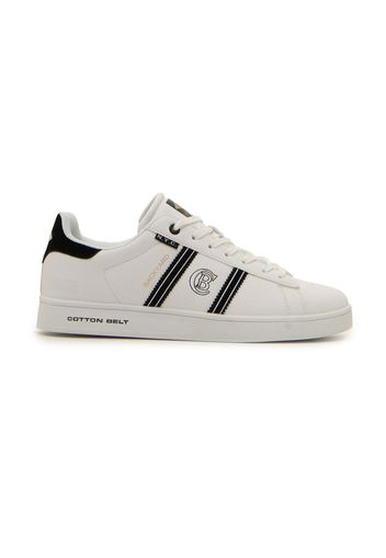 Cotton Belt Sneakers Uomo Bianco/nero In Materiale Sintetico Con Chiusura Stringata