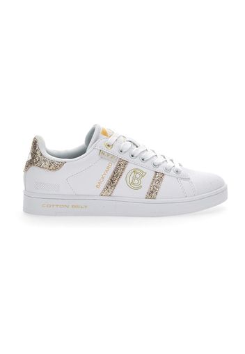 Cotton Belt Sneakers Donna Bianco In Materiale Sintetico Con Chiusura Stringata