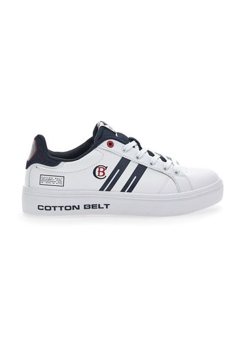 Cotton Belt Sneakers Uomo Bianco/blu In Materiale Sintetico/materie Tessili Con Chiusura Stringata