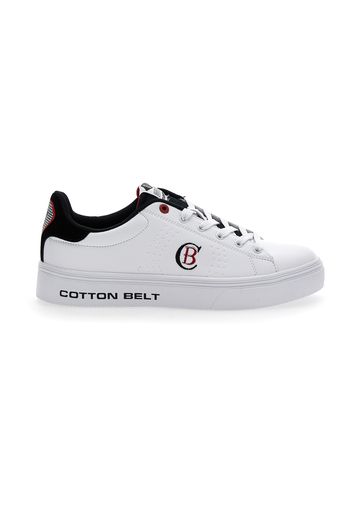 Cotton Belt Sneakers Uomo Bianco/nero In Materiale Sintetico Con Chiusura Stringata