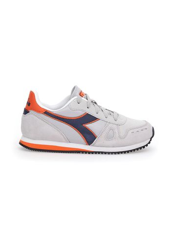 Diadora Simple Run Bambino Grigio In Materie Tessili/pelle Con Chiusura Stringata