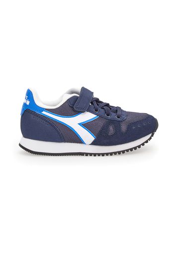 Diadora Simple Run Ps Bambino Blu In Materie Tessili/materiale Sintetico Con Chiusura In Velcro