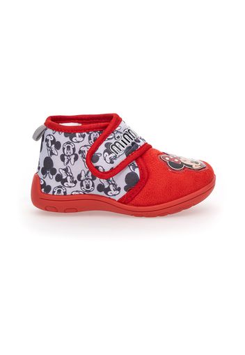 Disney Pantofole Bambina Rosso In Materie Tessili Con Chiusura In Velcro