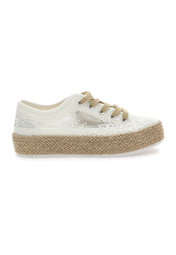 Energy Espadrillas Donna Bianco In Materie Tessili Con Chiusura Stringata