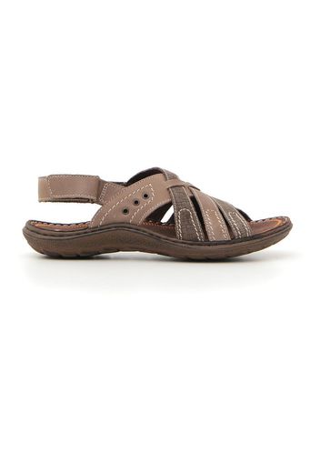 Free Air Sandali Uomo Marrone In Pelle Con Chiusura In Velcro