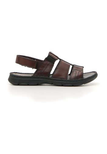 Free Air Sandali Uomo Marrone In Pelle Con Chiusura In Velcro