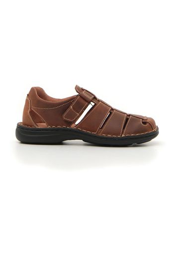 Free Air Sandali Uomo Marrone In Pelle Con Chiusura In Velcro