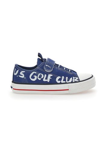 Golf Club Sneakers Bambino Blu In Materie Tessili Con Chiusura In Velcro