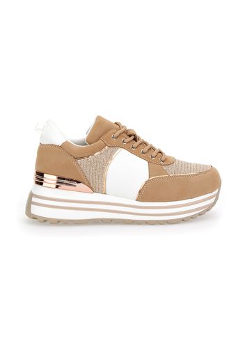 Grazie Sneakers Donna Beige In Materiale Sintetico/materie Tessili Con Chiusura Stringata