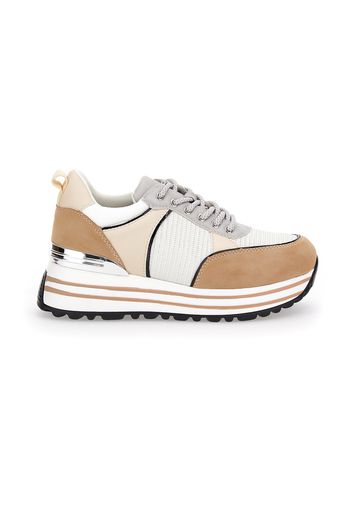 Grazie Sneakers Donna Beige In Materiale Sintetico,materie Tessili Con Chiusura Stringata