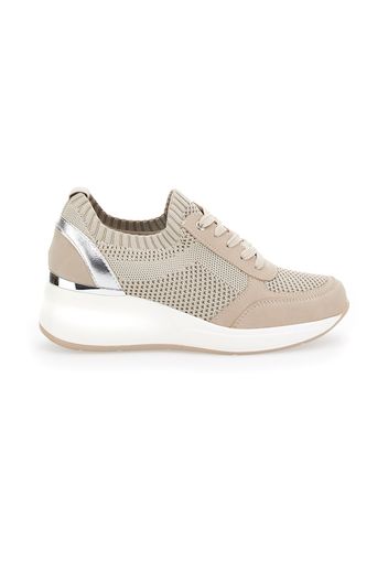 Grazie Sneakers Donna Beige In Materie Tessili Con Chiusura Stringata