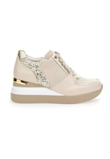 Grazie Sneakers Donna Beige In Materiale Sintetico Con Chiusura Stringata