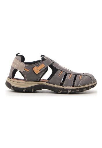 Jerpoint Sandali Uomo Grigio In Pelle Con Chiusura In Velcro