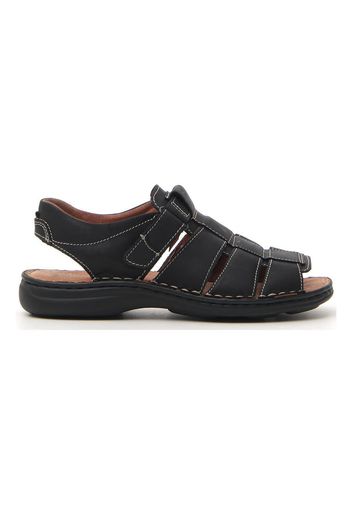 Jerpoint Sandali Uomo Nero In Pelle Con Chiusura In Velcro