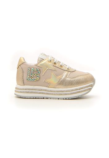 Laura Biagiotti Sneakers Bambina Oro In Materiale Sintetico/materie Tessili Con Chiusura Con Cerniera