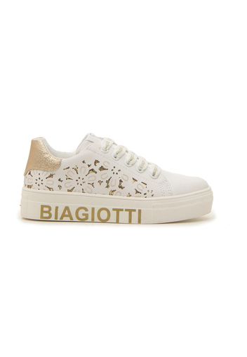 Laura Biagiotti Sneakers Bambina Bianco In Materiale Sintetico Con Chiusura Con Cerniera