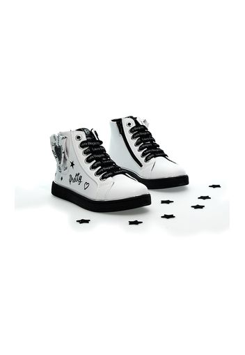 Laura Biagiotti Sneakers Bambina Bianco/nero In Materiale Sintetico Con Chiusura Con Cerniera