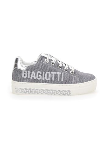 Laura Biagiotti Sneakers Bambina Argento In Materiale Sintetico/materie Tessili Con Chiusura Con Cerniera