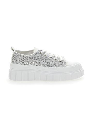 Maira Sneakers Donna Bianco In Materie Tessili Con Chiusura Stringata