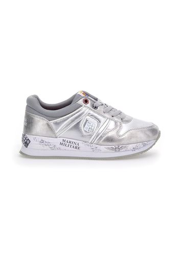 Marina Militare Sneakers Donna Argento In Materie Tessili/materiale Sintetico Con Chiusura Stringata