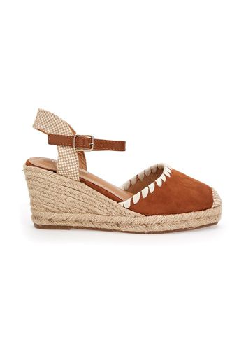 Miss Pappalea Espadrillas Donna Marrone In Materie Tessili Con Chiusura Con Cinturino