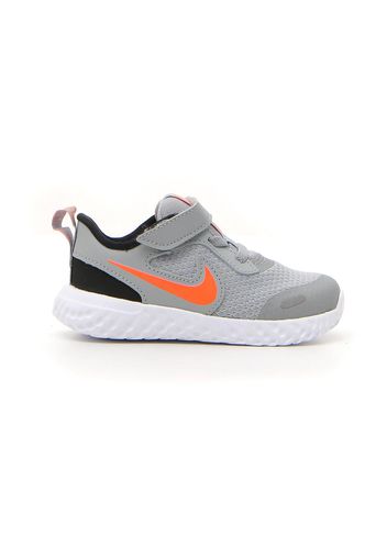 Nike Revolution 5 (tdv) Bambino Grigio In Materiale Sintetico/pelle Con Chiusura In Velcro