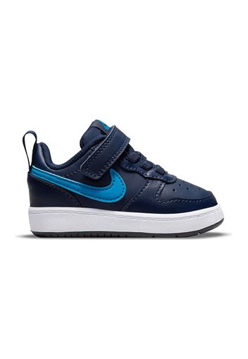 Nike Court Borough Low 2 (tdv) Bambino Blu In Pelle/materiale Sintetico Con Chiusura In Velcro