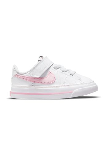 Nike Court Legacy Bambina Rosa In Pelle/materie Tessili Con Chiusura In Velcro