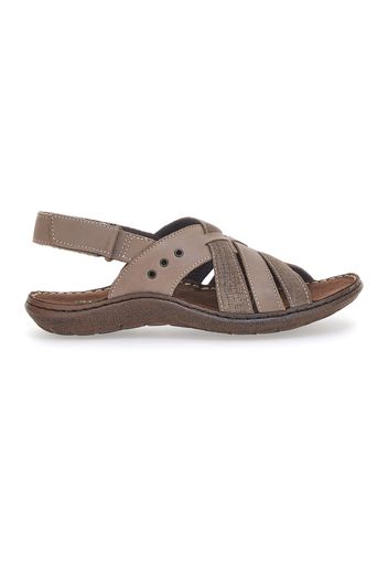 Pittarello Eco Sandali Uomo Marrone In Pelle Con Chiusura In Velcro