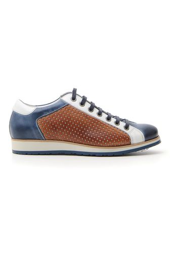 Pittarello Plus Scarpe Stringate Uomo Bianco/blu In Pelle Con Chiusura Stringata