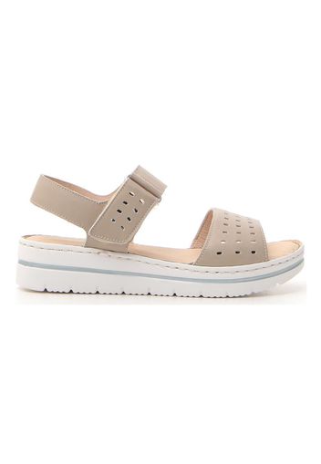 Pittarello Sandali Donna Beige In Pelle Con Chiusura In Velcro