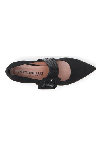 Pittarello Ballerine Donna Nero In Materie Tessili Con Chiusura Con Cinturino