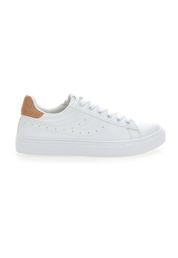 Prima Riga Sneakers Donna Bianco In Materiale Sintetico Con Chiusura Stringata