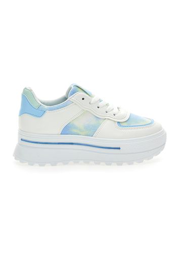 Prima Riga Sneakers Donna Bianco/blu In Materiale Sintetico Con Chiusura Stringata