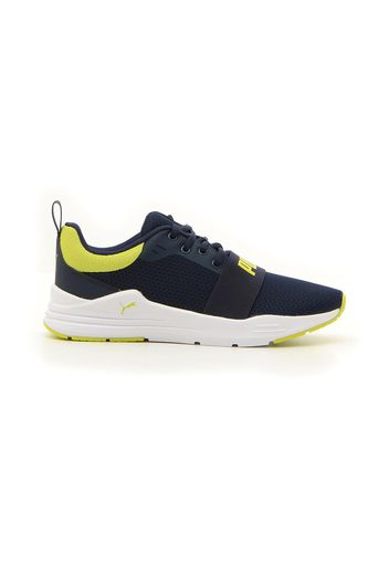 Puma Wired Run Bambino Blu In Materie Tessili Con Chiusura Stringata