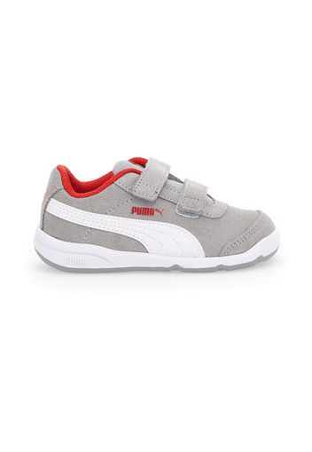 Puma Stepfleex Bambino Grigio In Pelle Con Chiusura In Velcro