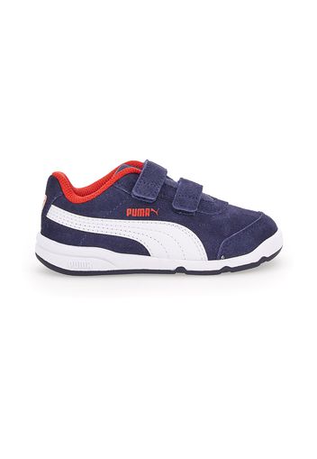 Puma Stepfleex Bambino Blu In Pelle Con Chiusura In Velcro