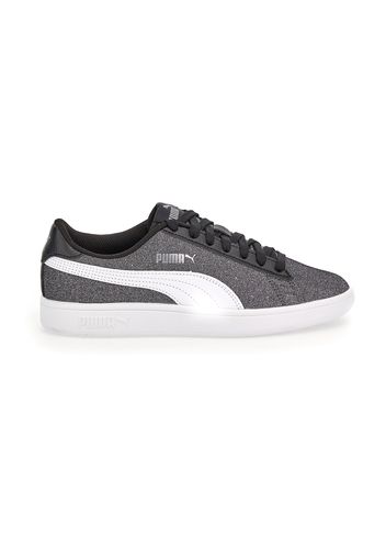 Puma Smash V2 Glitz Glam Bambina Bianco/nero In Materie Tessili Con Chiusura Stringata