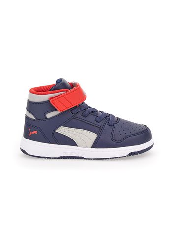 Puma Rebound Layup Bambino Blu In Materiale Sintetico Con Chiusura In Velcro