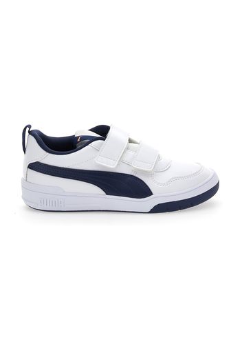 Puma Multiflex Sl V Ps Bambino Bianco/blu In Materiale Sintetico Con Chiusura In Velcro