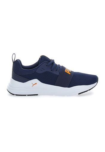 Puma Wired Run Jr Bambino Blu In Materie Tessili Con Chiusura Stringata