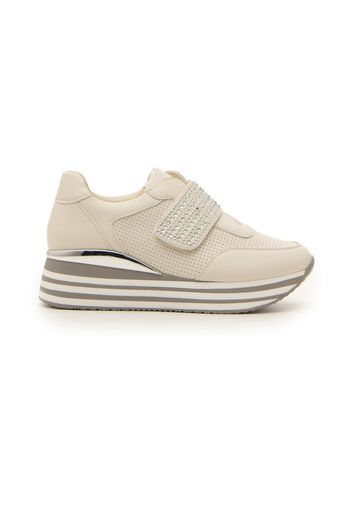 Pushy Wamp Sneakers Donna Beige In Materiale Sintetico Con Chiusura In Velcro